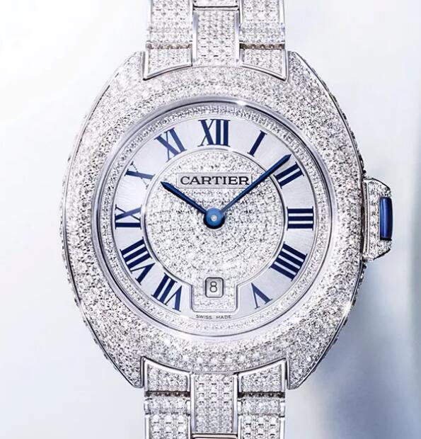 The diamonds paved on the whole watch are artificial.