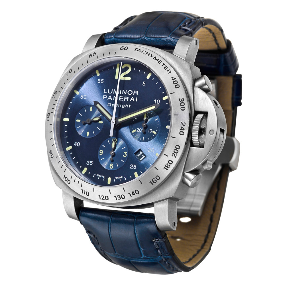 The titanium case fake watch is designed for men.